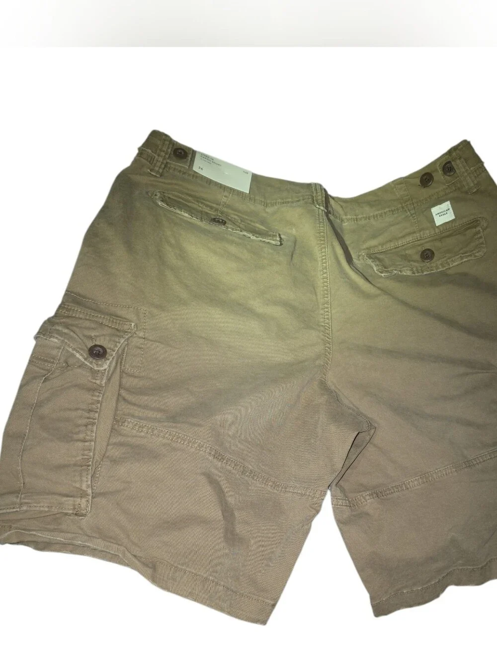 American Eagle Flex Lived-In Cargo Short in Khaki Hits At Knee NWT SIZE 36